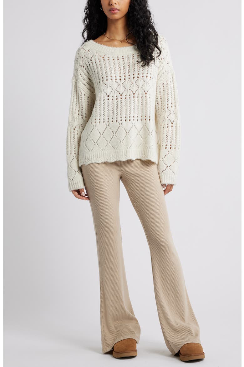 Open Stitch Oversize Sweater, Alternate, color, IVORY