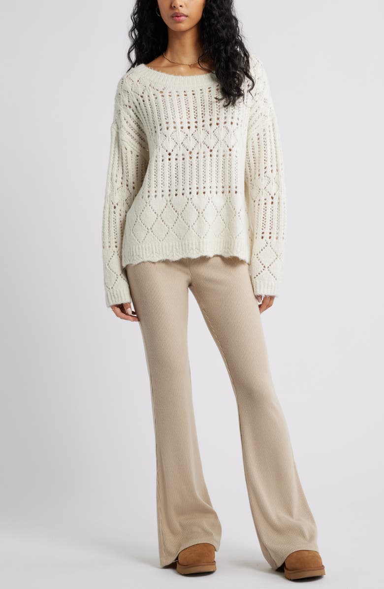 BP. Open Stitch Oversize Sweater, Alternate, color, Ivory