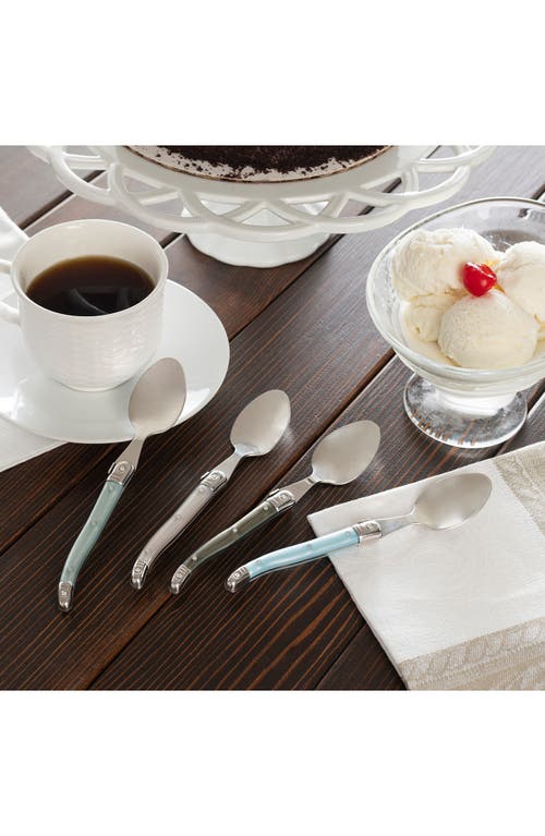 French Home Set Of 4 Faux Mother-of-pearl Assorted Coffee Spoons In Silver Multi Color