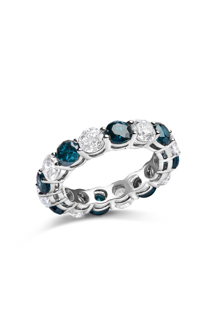 14K White Gold 6 1/4 Cttw Lab Grown White and Blue Diamond Eternity Band Ring, Alternate, color, White