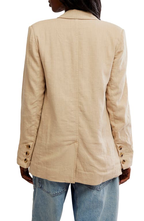 Free People Prep School Linen Blend Blazer In Birch