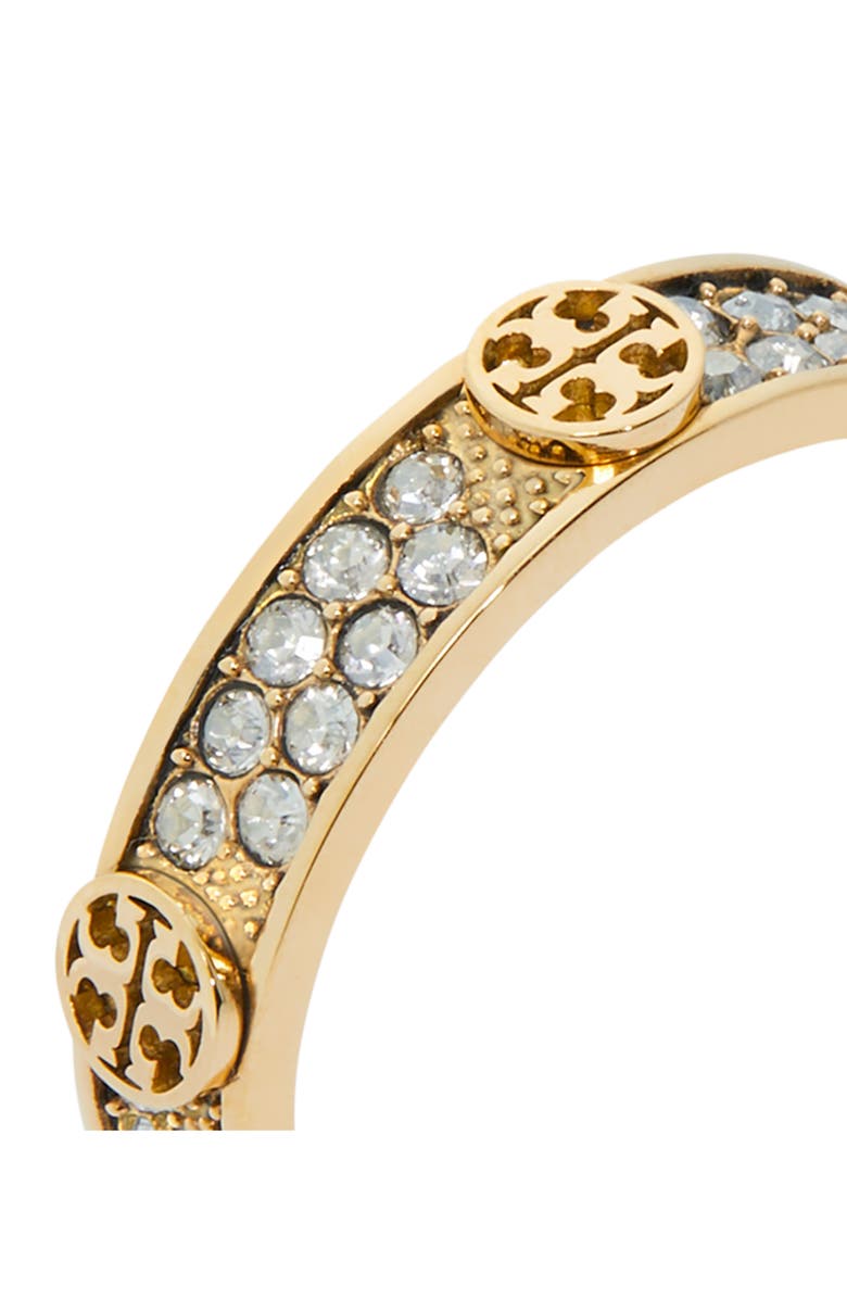 Tory Burch Icon Pave Ring, Alternate, color, Tory Gold / Crystal