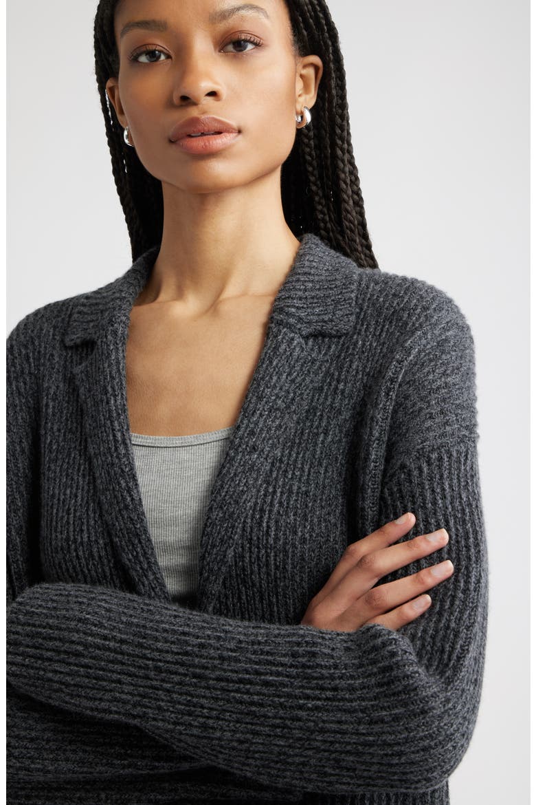 Rib Wool & Cashmere Cardigan, Alternate, color, BLACK-GREY MARL