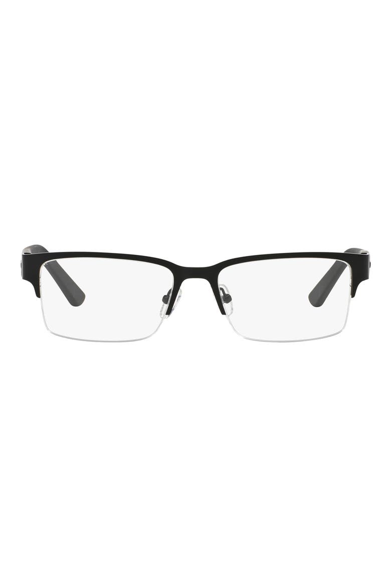 53mm Semirimless Rectangular Optical Glasses, Main, color, BLACK