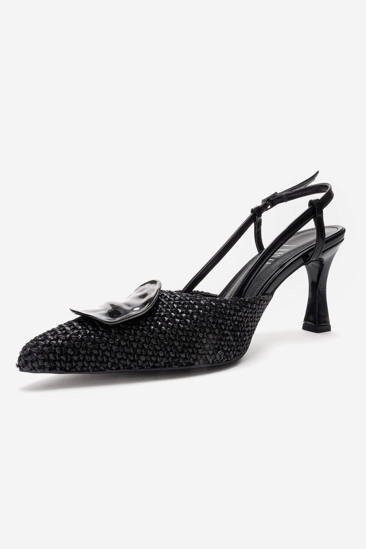Prologue Shoes Levia Woven Pointed Toe Slingback Pump, Alternate, color, Black