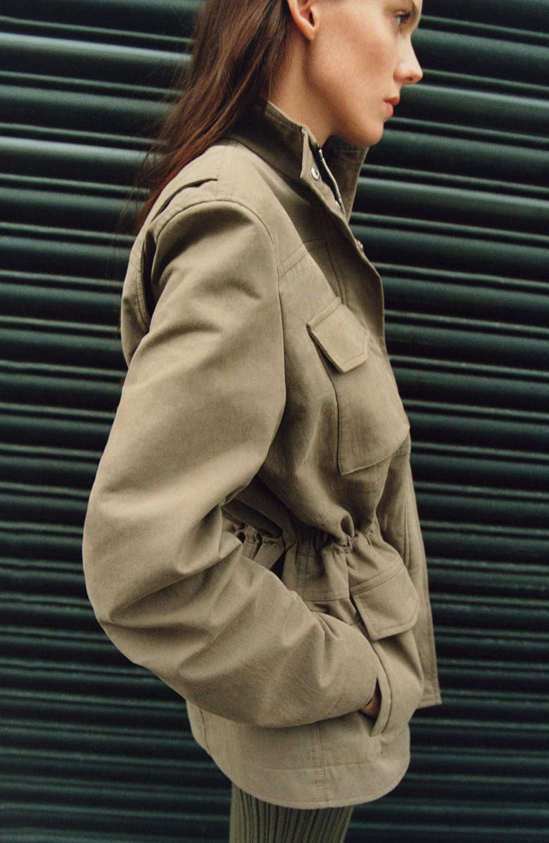 MANGO Oversize Stand Collar Parka, Alternate, color, Medium Brown