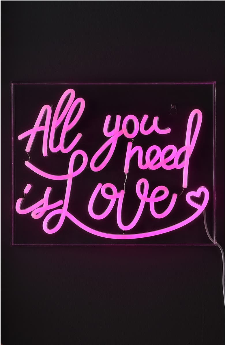 JONATHAN Y All Contemporary Glam Acrylic Box USB Operated LED Neon Light, Alternate, color, Pink