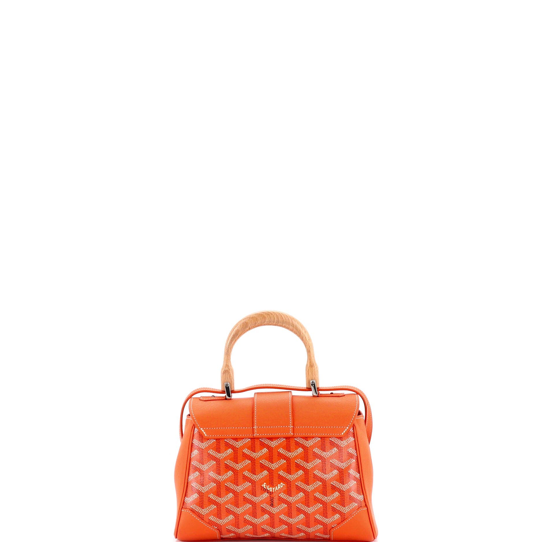 Pre-Owned Goyard Saigon Top Handle Bag Coated Canvas with Leather Mini, Alternate, color, Orange