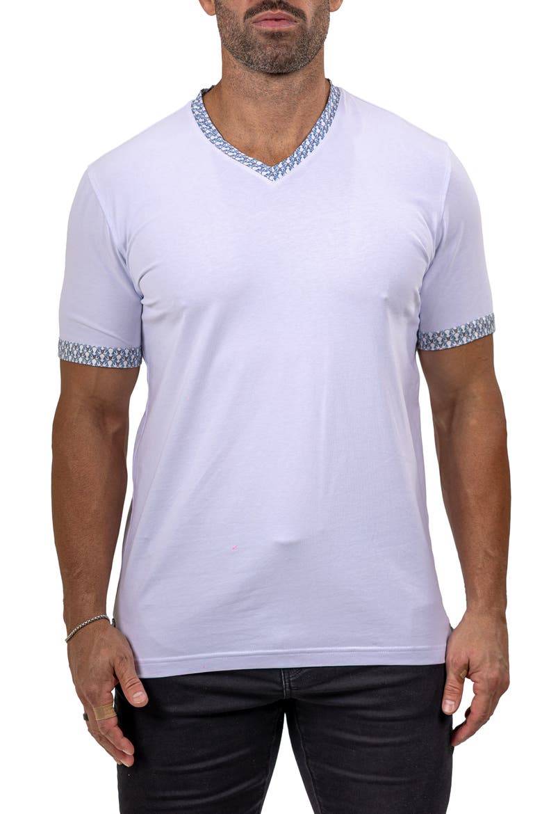 Edison Marthyr0001 White Cotton V-Neck T-Shirt, Main, color, WHITE