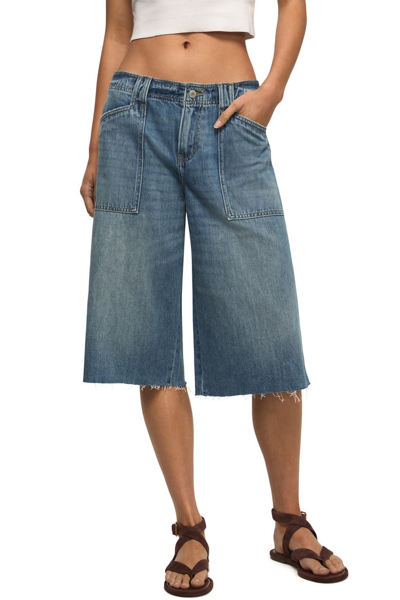 Low Rise Culotte Denim Shorts, Main, color, WILD CHILD WASH