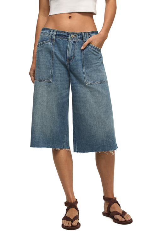 Low Rise Culotte Denim Shorts (WIld Child Wash)
