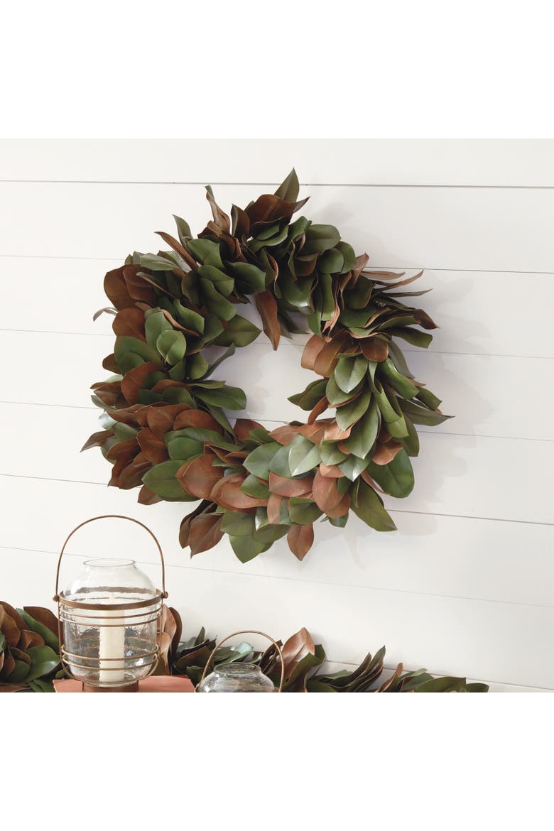 Grand Magnolia Leaf Wreath 30", Alternate, color, Green