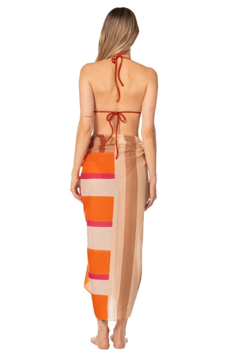 Sunset Bazaar Loretta Striped Cotton Pareo Sarong, Alternate, color, Sunset Stripes