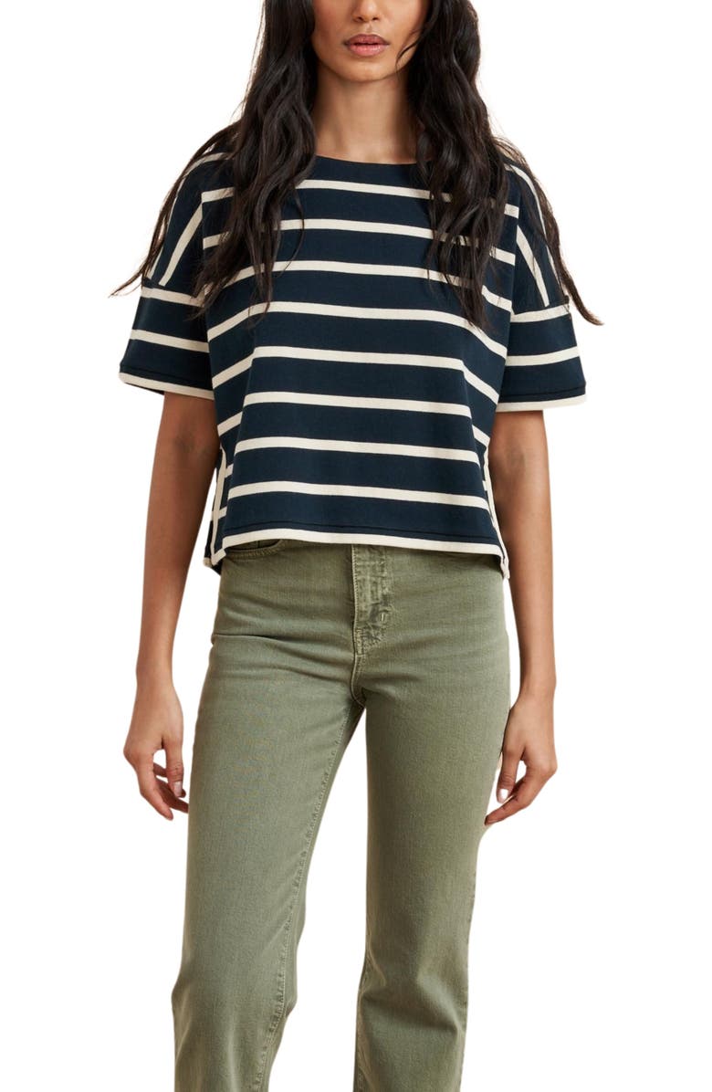 La Ligne Short Sleeve Breton Tee, Main, color, Navy/Ecru