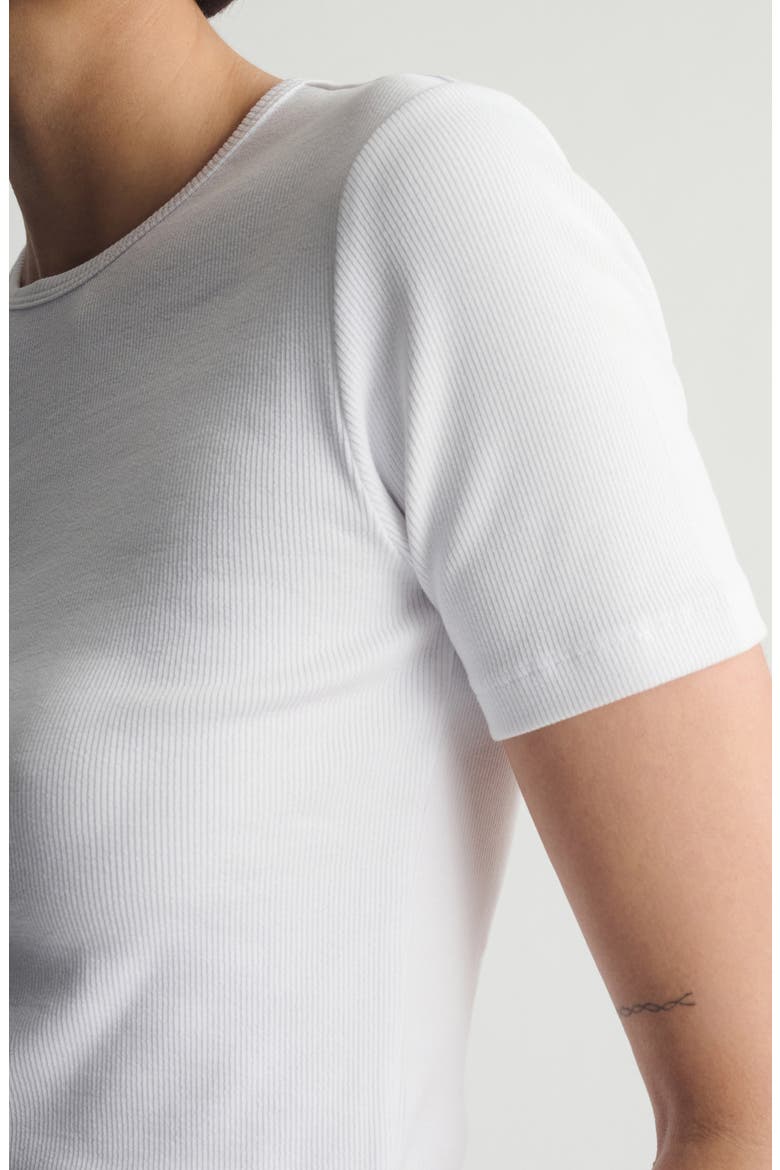 Rib Stretch Cotton T-Shirt, Alternate, color, WHITE