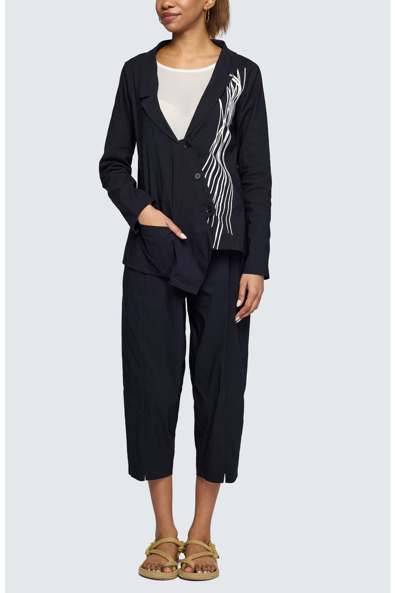 Elara Stretch Linen Cotton Blended Pants, Alternate, color, Black