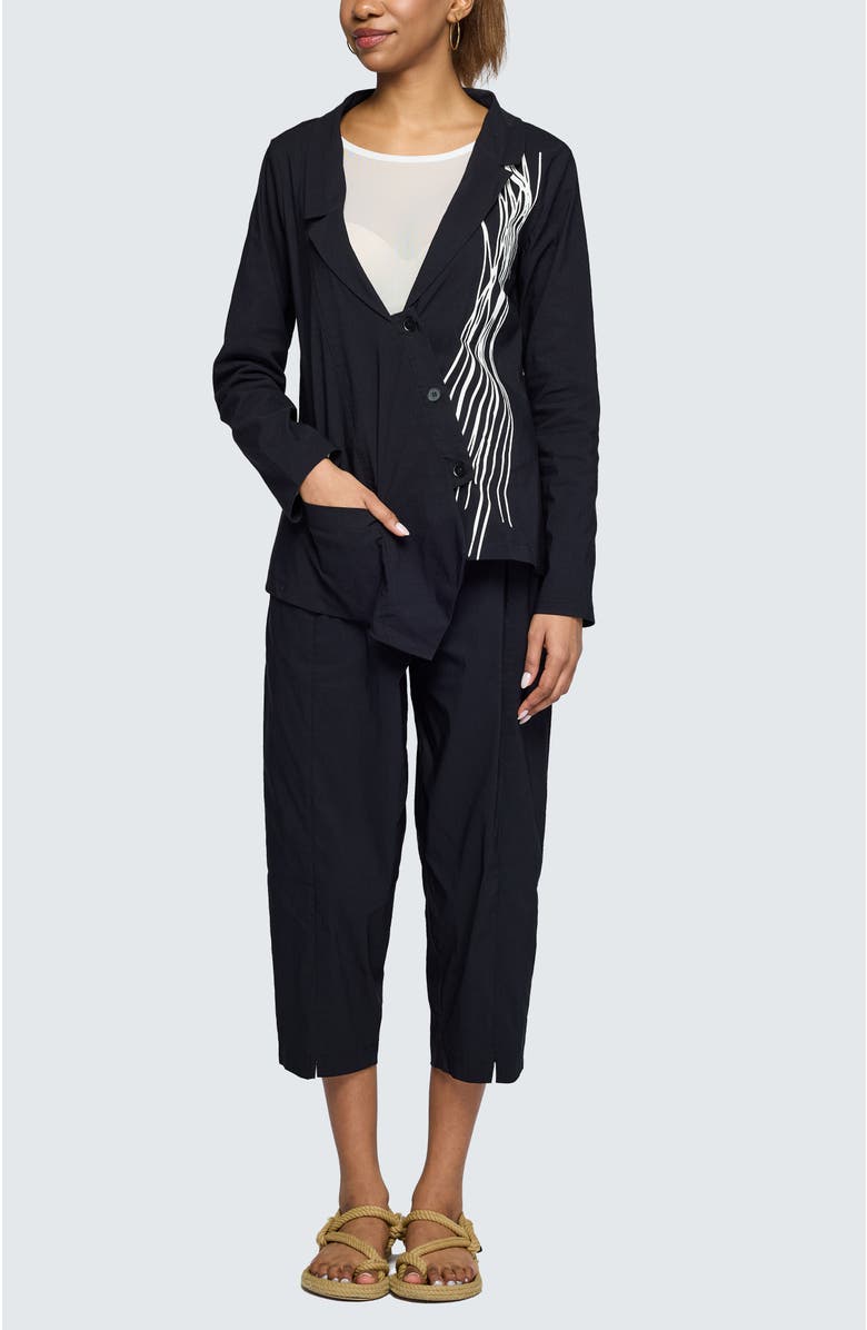 LUUKAA Elara Stretch Linen Cotton Blended Pants, Alternate, color, Black