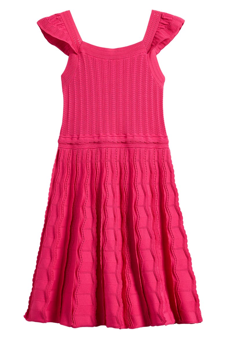 Kids' Erin Flutter Sleeve Rib Dress, Main, color, PINK
