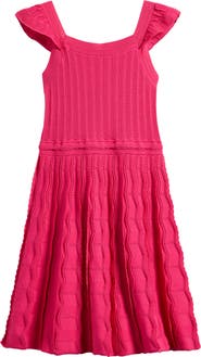 Reiss Kids' Erin Flutter Sleeve Rib Dress