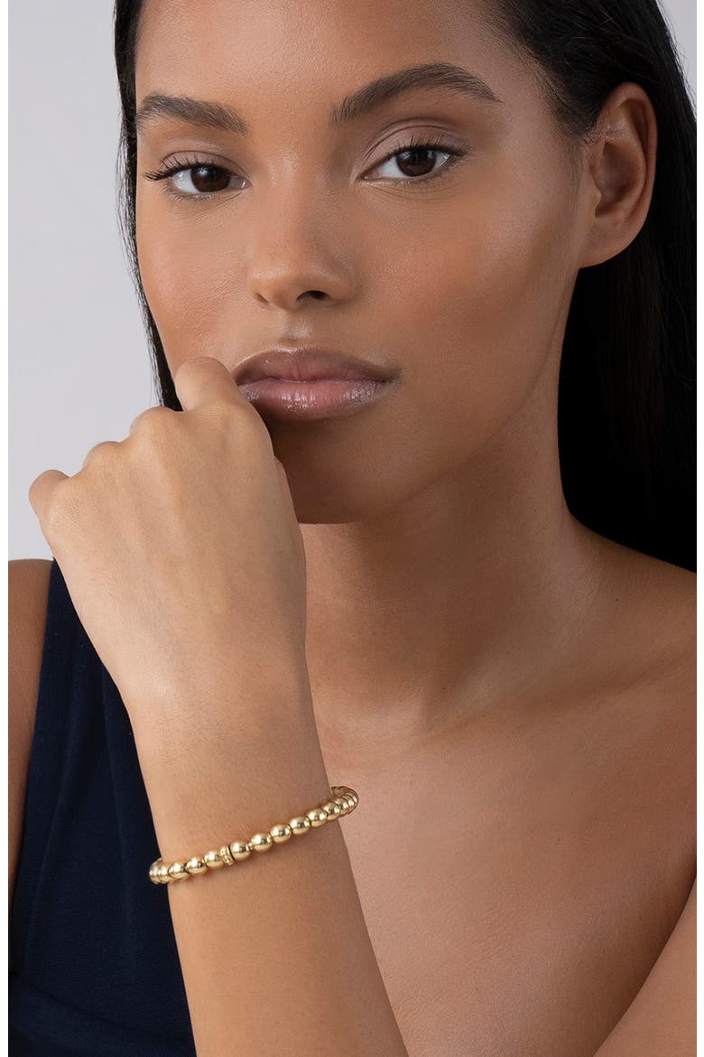 Caviar Gold Ball Stretch Bracelet, Alternate, color, YELLOW GOLD