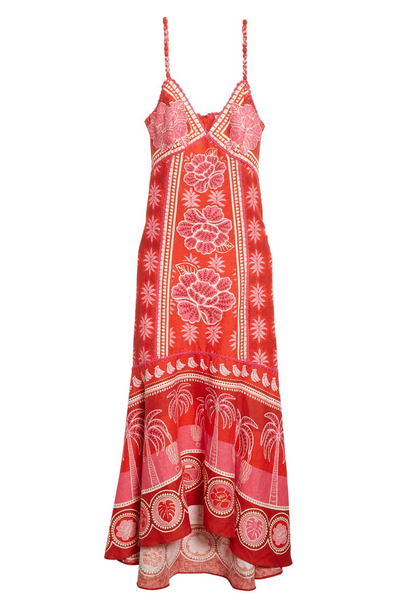 FARM Rio Summer Sunrise Embroidered Linen Maxi Dress, Alternate, color, 
