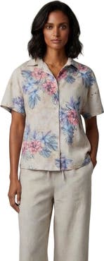 Lords of Harlech Exotic Floral Womens Relaxed Linen Printed Shirt