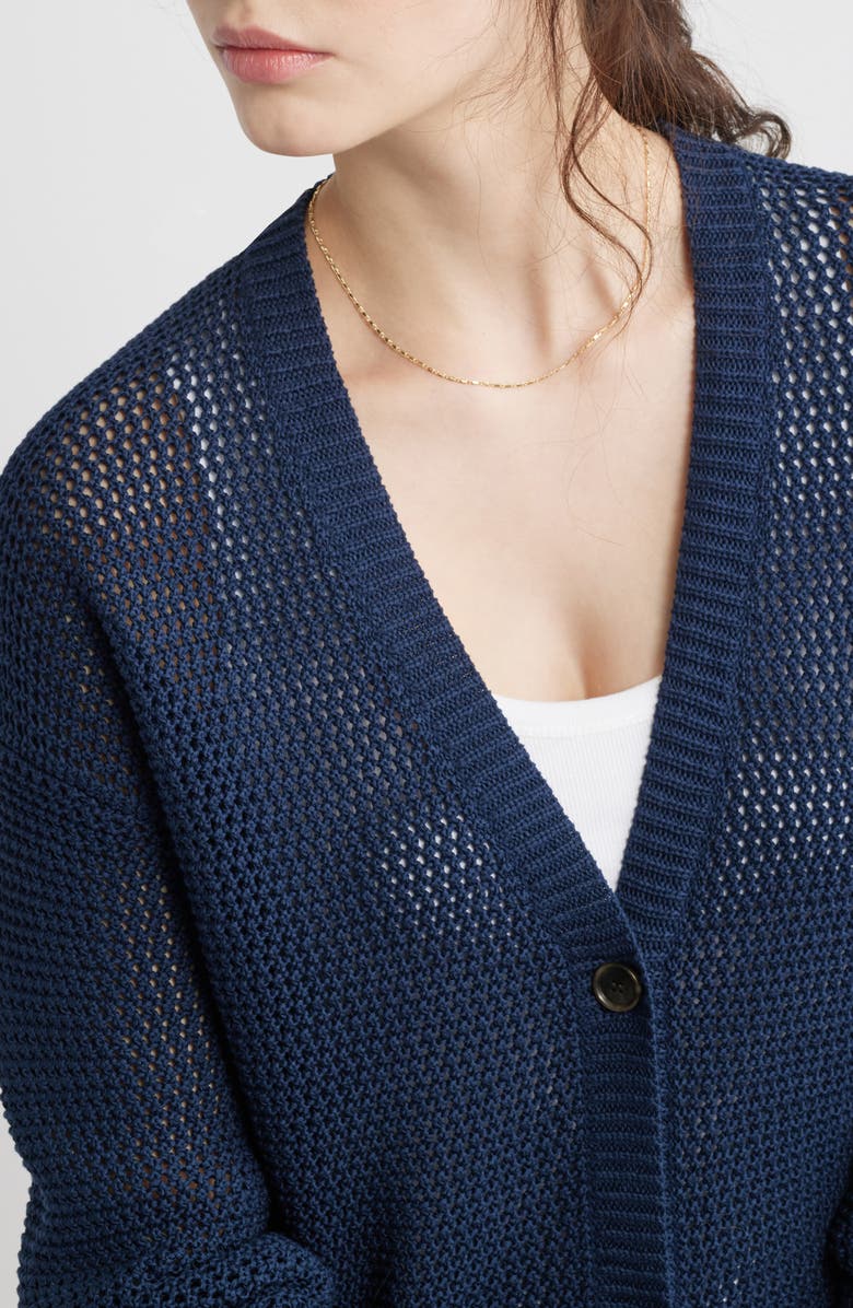 Caslon<sup>®</sup> Open Stitch Cotton Cardigan, Alternate, color, Navy Blazer
