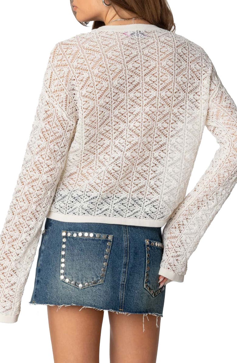 EDIKTED Openwork Sweater, Alternate, color, White