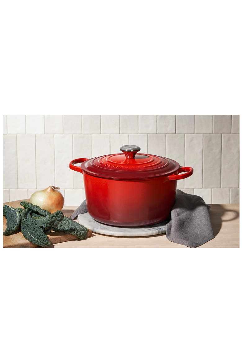 Signature 6.5-Quart Round Enamel Cast Iron Dutch Oven, Alternate, color, CERISE