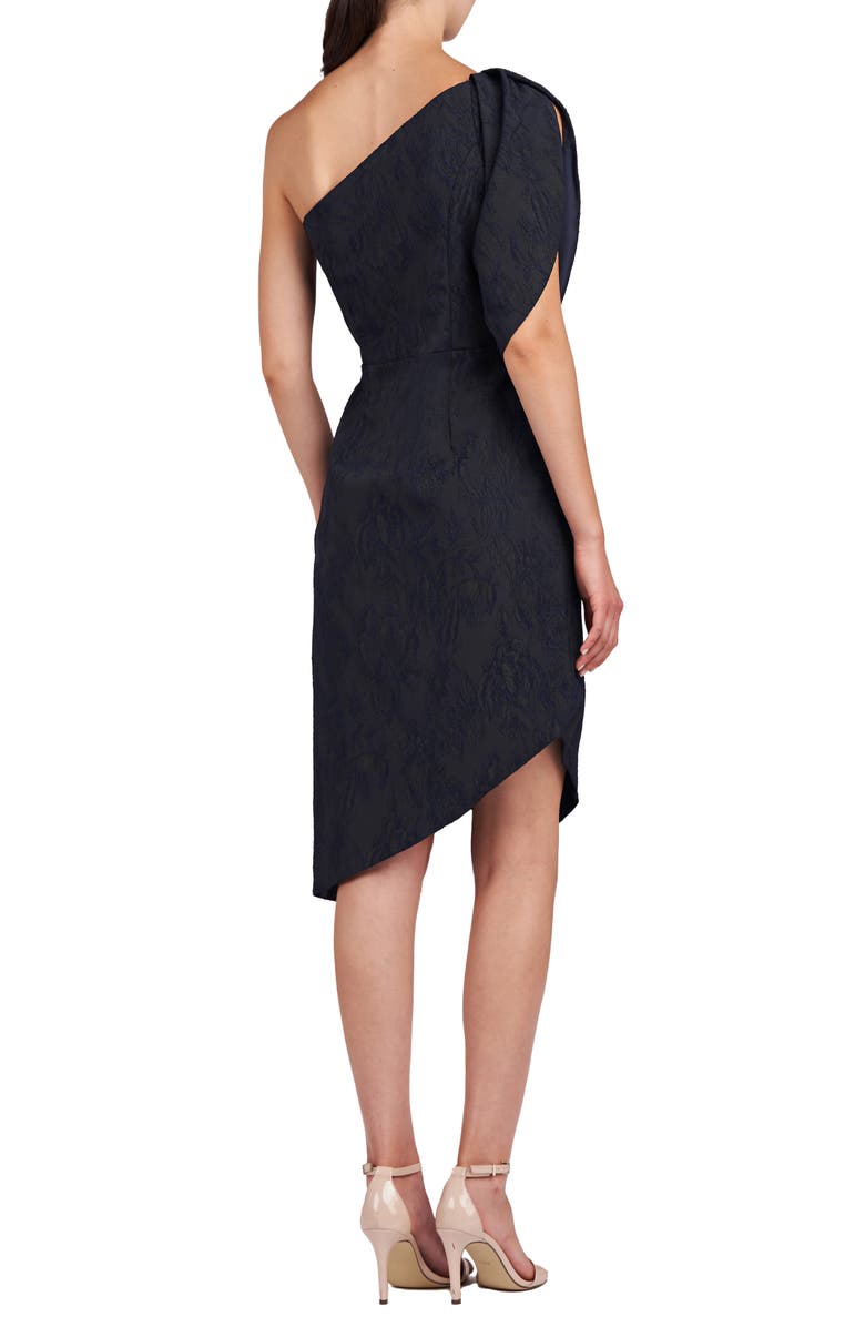 Kay Unger Electra One-Shoulder Jacquard Cocktail Dress, Alternate, color, 