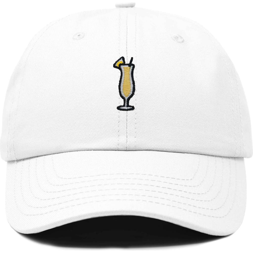 Dalix Pina Colada Embroidered Dad Cap In White
