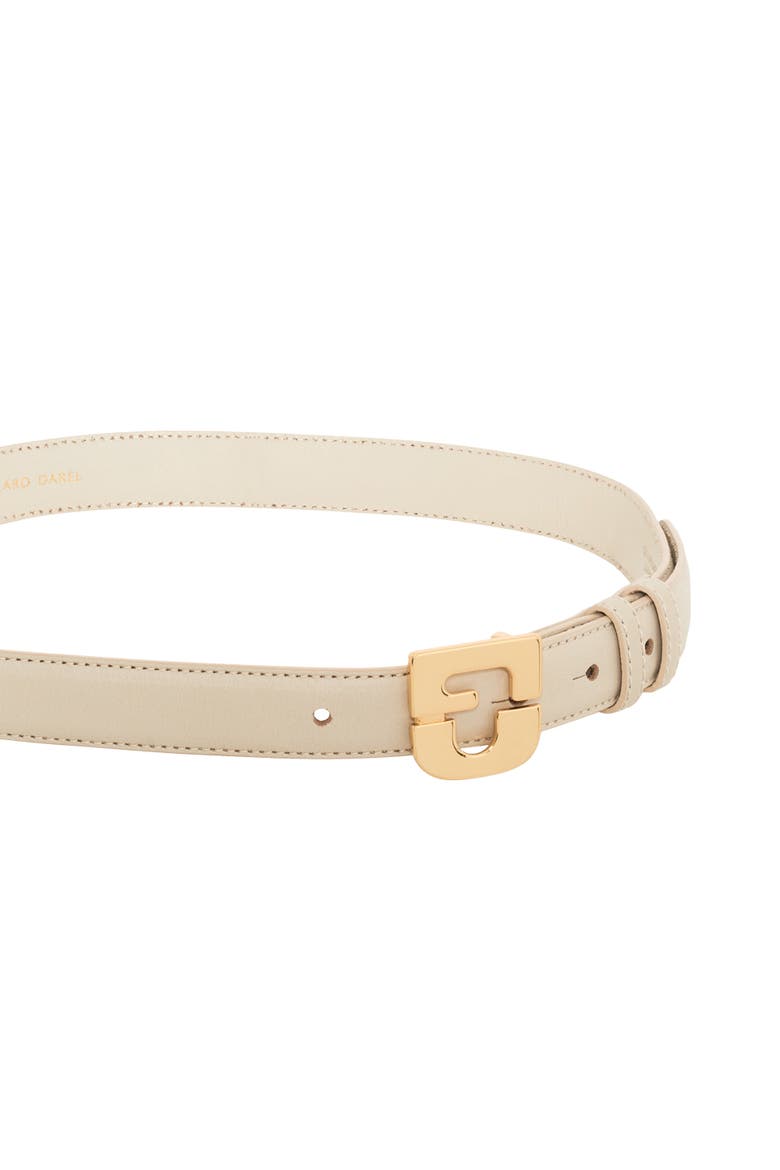 Le Lauren Slim Leather Belt, Alternate, color, Ecru