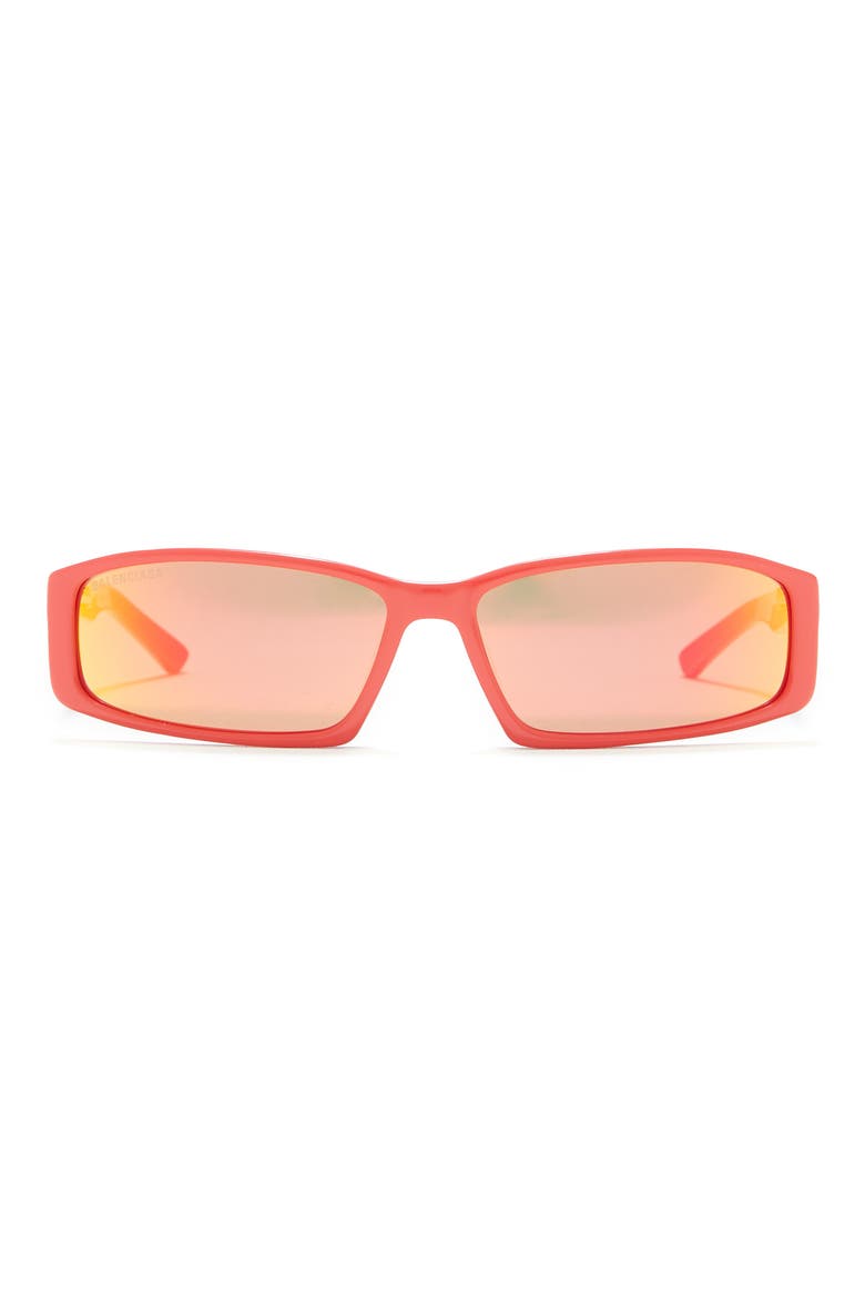60mm Rectangle Sunglasses, Main, color, RED RED RED