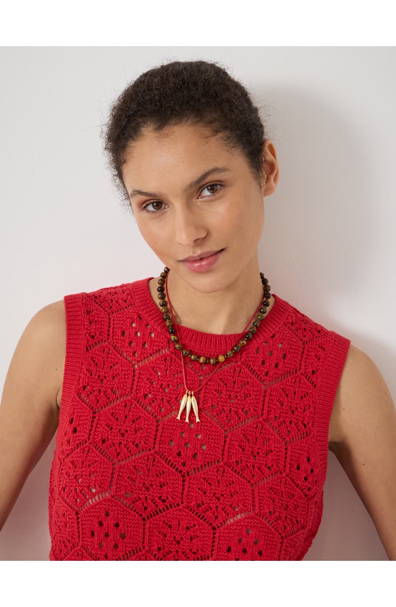 Hush Crochet Cotton Sleeveless Vest, Alternate, color, Watermelon Red