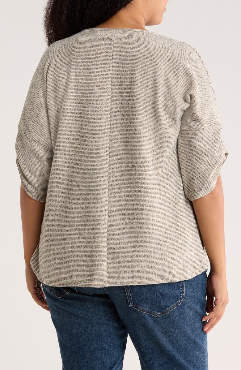 MAX STUDIO Cinched Sleeve Top, Alternate, color, Oatmeal/ Black