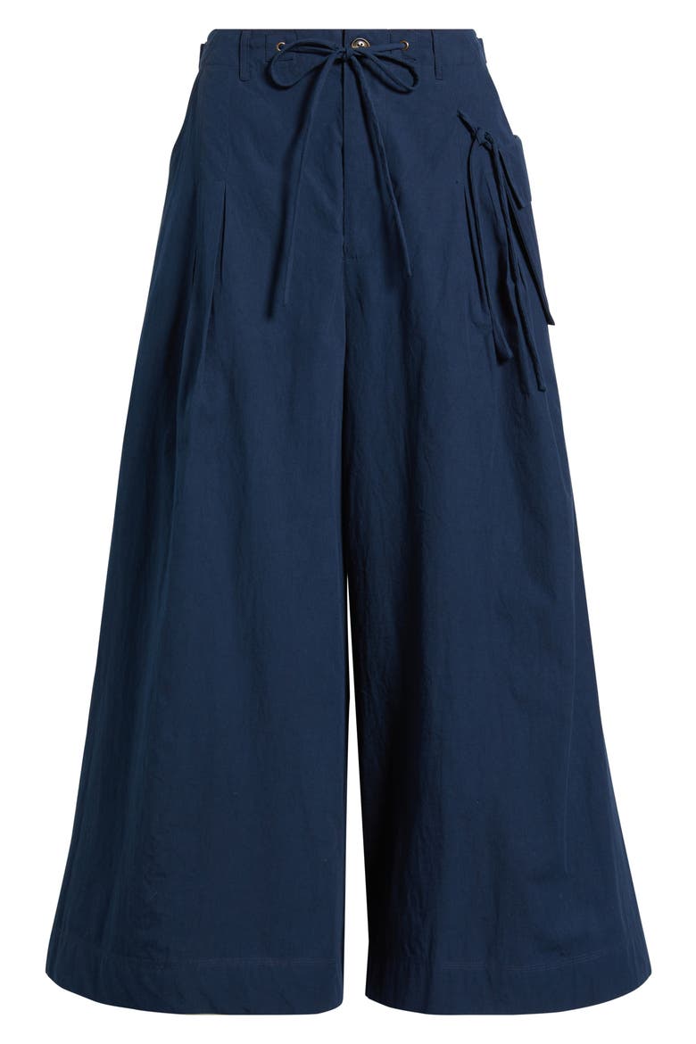 Tatianna Belted Organic Cotton Ankle Wide Leg Pants, Alternate, color, NAVY