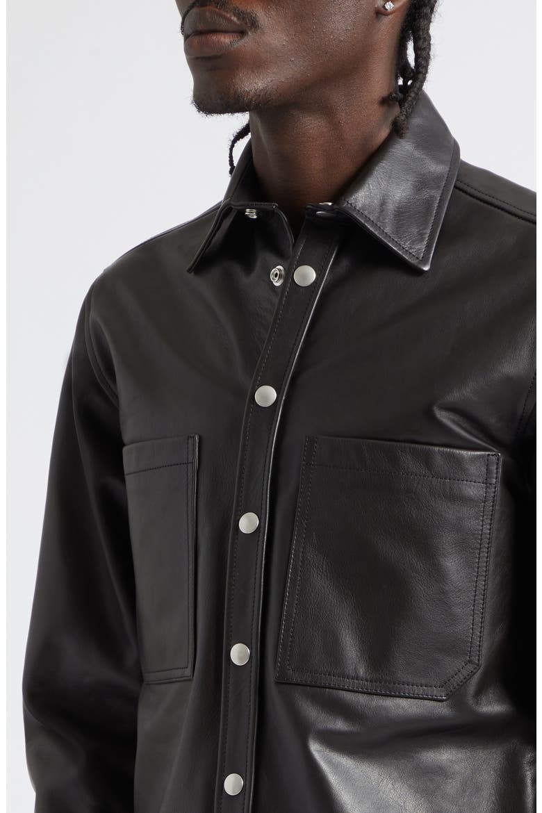 Stabb Leather Shirt Jacket, Alternate, color, BLACK
