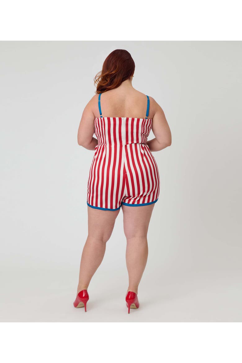Plus Size 1960s Ossining Romper, Alternate, color, Red & White Stripe