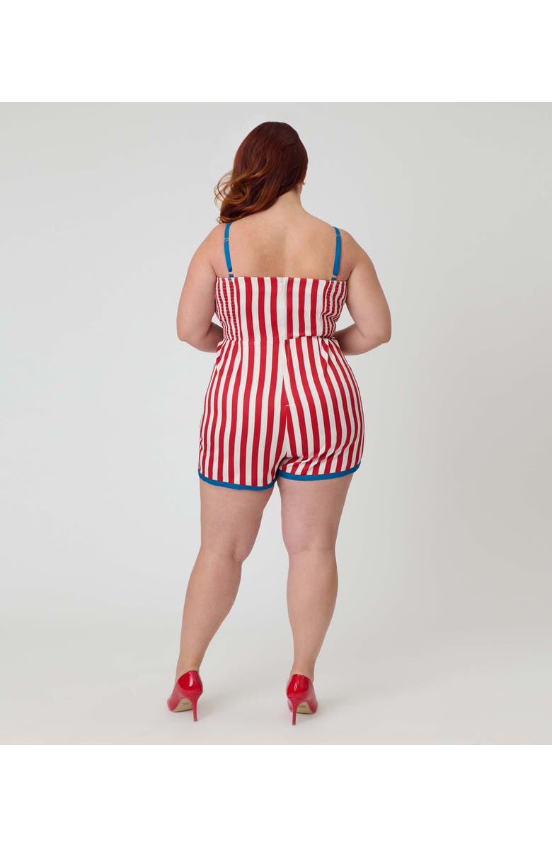 Unique Vintage Plus Size 1960s Ossining Romper, Alternate, color, Red & White Stripe