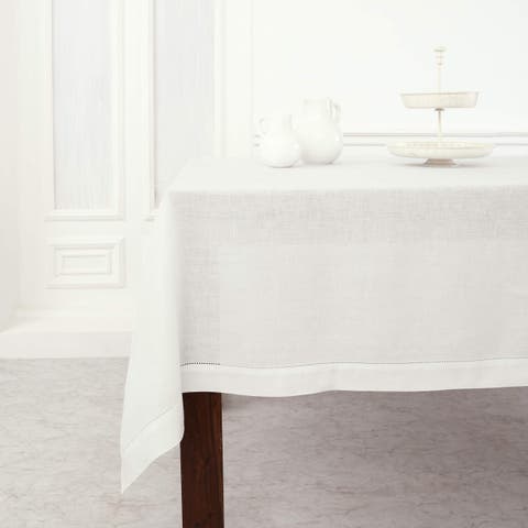 Linen Table Throw - Classic Hemstitch