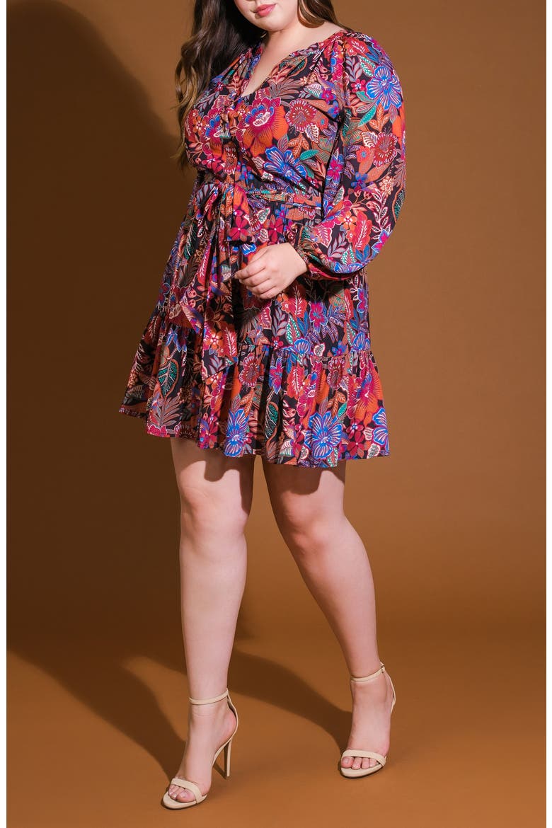 Long Sleeve Babydoll Shirtdress, Alternate, color, BLACK