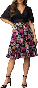 Kiyonna Lillian Embroidered Mesh Midi Cocktail Dress