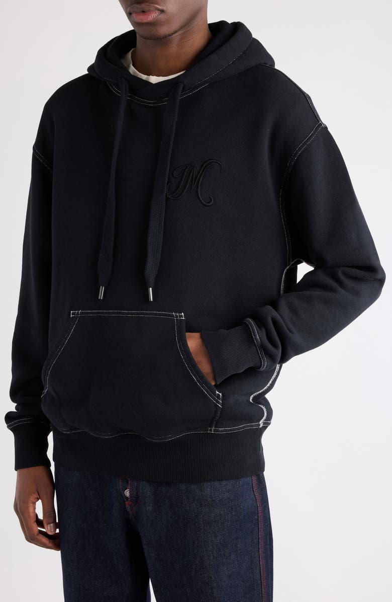 Isabel Marant Matte Oversize Logo Embroidered Hoodie, Alternate, color, Black