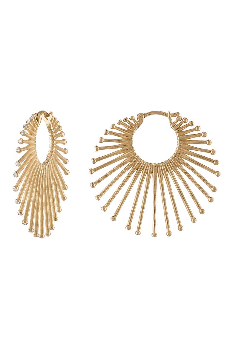 Roar Lion Diamond Extra Large Hoop Earrings, Main, color, GOLD