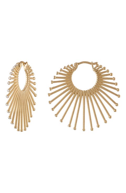 Roar Lion Diamond Extra Large Hoop Earrings
