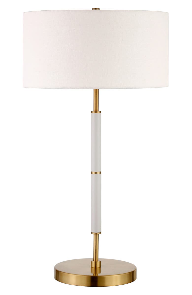 HUDSON AND CANAL Simone Matte White and Brass 2-Bulb Table Lamp, Main, color, 