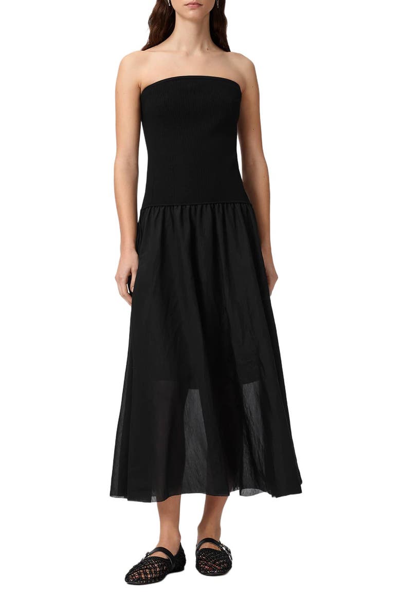 Tegan Strapless Dress, Main, color, BLACK