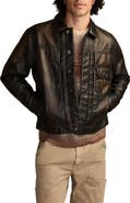 Lucky Brand Distressed Leather Trucker Jacket