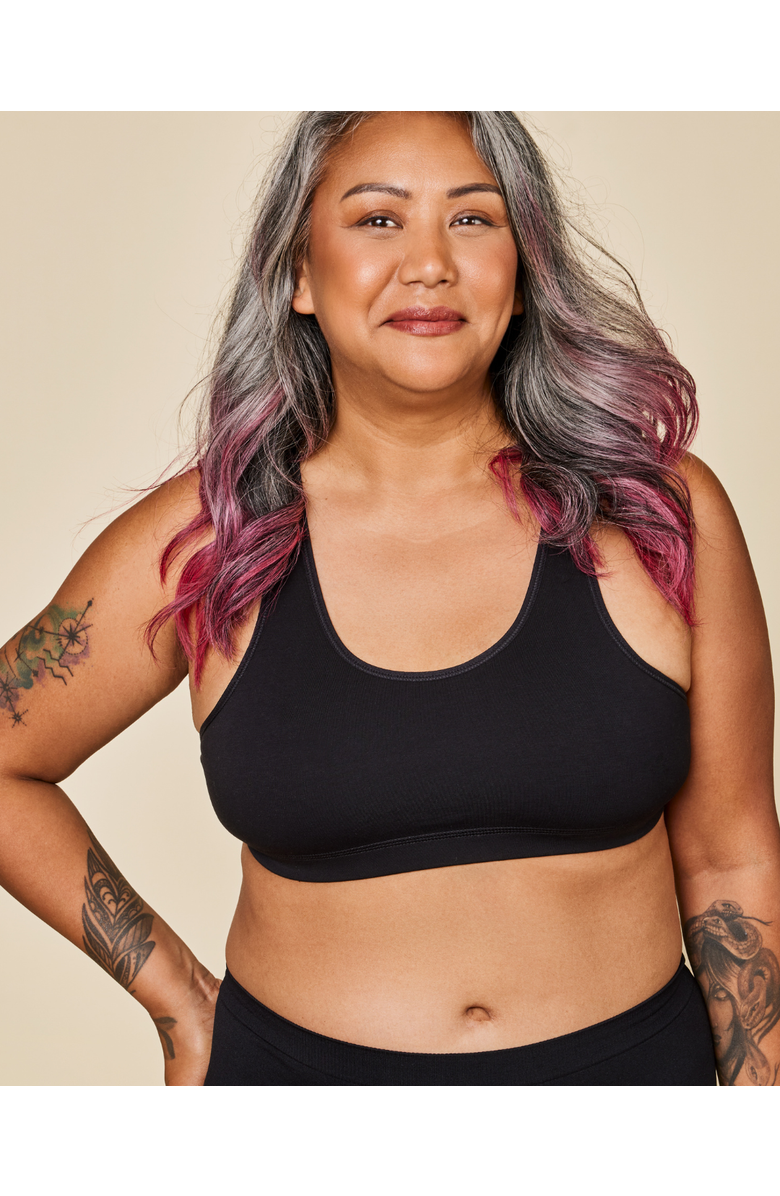 Meadow Glide Cotton Racerback Bralette, Main, color, Black