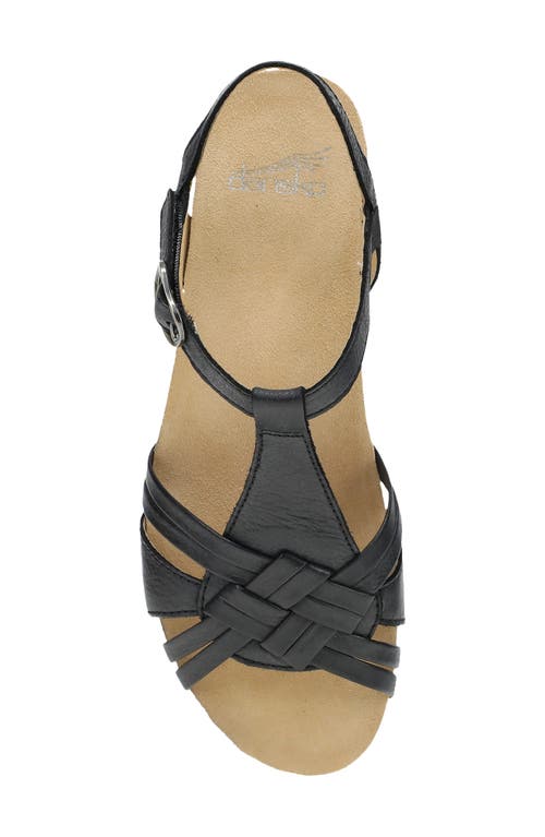 Dansko Tia Ankle Strap Platform Wedge Sandal In Black Milled Nubuck